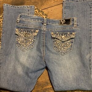 Y2K D-Fuz Rhinestone Embellished Classic Blue Boot Cut Women's Jeans size 7/8